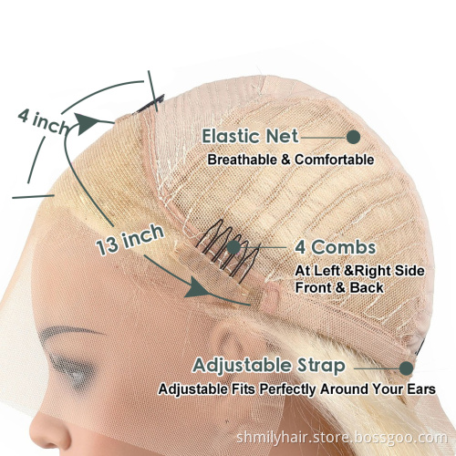 Shmily Virgin Cuticle Aligned Brazilian Frontal Human Hair 613 Blonde Transparent Lace Front Wig With Baby Hair For Black Women